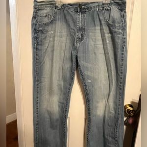 Men’s Smoke Rise Denim Jeans distressed boot cut relaxed 44x32